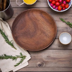 Assiettes à riz en bois d'acacia de haute qualité personnalisées, emballage de qualité supérieure, vaisselle solide polie écologique - Product Image 2