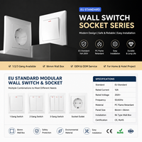 Interrupteur mural modulaire standard UE 10A 250V, interrupteur électrique moderne et prise de courant pour la maison et l'hôtel