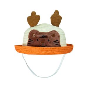 Sombrero de Paja para Niños Unisex con Diseño de Perro de Dibujos Animados Naranja, con Ala Ancha para la Playa y Viajes - Product Image 3