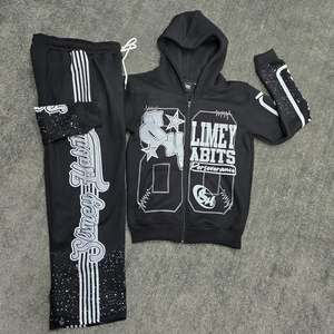 2026 Custom Men's Pink Tracksuit <b>Set</b> Hooded Zipper Full Length Sweatpants Women's Casual Autumn Wear 100 Polyester Print Design - Product Image 6