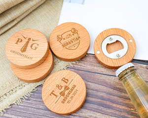Abridor de Botellas de Madera Personalizado, Abridores Manuales Redondos de Acero Inoxidable con Grabado Personalizado, Accesorios de Bar Reutilizables Hechos a Mano - Product Image 3