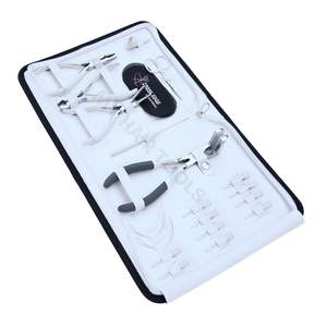 Kit profesional blanco de herramientas para aplicar y remover extensiones de cabello con pinzas para microperlas, pinzas para extensiones de cinta, cortador de adhesivos y herramientas de gancho. - Product Image 1