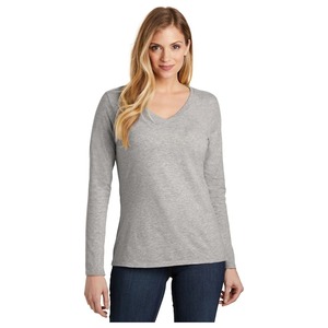 T-shirt personnalisé pour femme à manches longues et col en V, en coton doux, décontracté, basique, léger, tendance, fabricant OEM ODM - Product Image 3