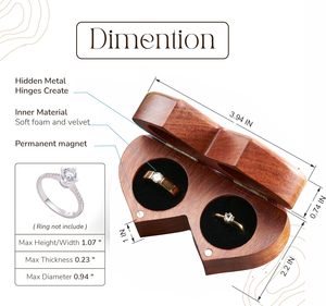 Handicraftviet Ring <b>Box</b> Mr and Mrs Handmade Heart Shape Ring <b>Box</b> for Wedding Wedding Ring Holder <b>Small</b> Engraved for Engagement - Product Image 2