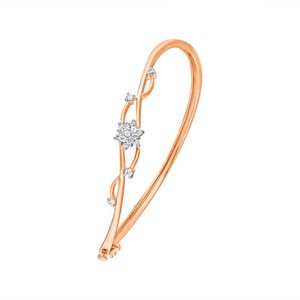 Rose Gold Lab Grown Diamond Bezel Round Link Bangle Bracelet - Product Image 1
