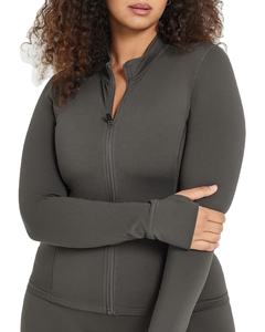 Séchage rapide à manches longues Yoga Fitness veste col haut fermeture éclair sport entraînement veste haut femmes veste et manteau - Product Image 3