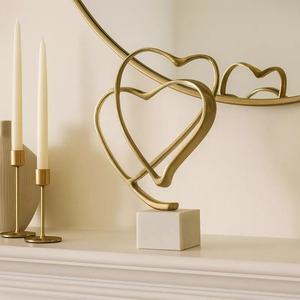 Double Heart Sculpture 21x19x4 Inch Metal Handmade Artistic Tabletop Decor Coastal Style Living Room <b>Decoration</b> - Product Image 6