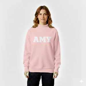 เสื้อสเวตเตอร์คอเต่าผู้หญิง ผ้าฝ้าย 100% ถักลายตัวอักษรด้านหน้า สีน้ำเงินล้วน ทรงปกติ ใส่สบายๆ ในฤดูใบไม้ร่วง - Product Image 3
