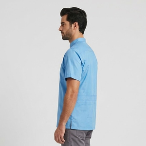 Bata de Barbero con Cuello Alto para Salón de Belleza, Bata de Peluquería para Hombre, Capa de Barbero, Bata de Peluquería de Manga Corta - Product Image 5