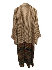 ชุดคลุมยาวระดับข้อเท้า ผ้าไหมหลากสี ชุดนอน ชุดคลุมสไตล์อินเดีย วินเทจ ผ้าไหมซารีรีไซเคิล คิโมโน - Product Image 6