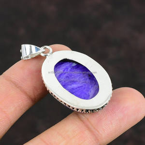 Colgante de Plata de Ley 925, colgante de piedra preciosa Charoite, colgante hecho a mano, joyería de plata, regalo de joyería Charoite para madre - Product Image 6