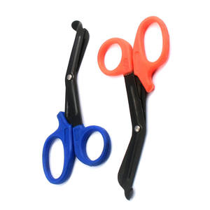 Medical Emergency First Aid Trauma Curved Blade Serrated <b>Edge</b> Stainless Steel Bandage Scissors <b>Plastic</b> Handle By Blush Surgical - Product Image 1