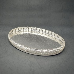 Luxury Round <b>Silver</b> Iron Mirror Serving Tray Handmade Decorative Vanity Tray <b>Coffee</b> <b>Table</b> Ottoman Display Tray Wedding Occasion - Product Image 5