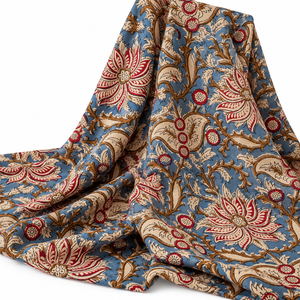 Tela Floral 100% Algodón, Transpirable, Absorbente de Humedad, Estampada a Mano, de Peso Medio, para Ropa de Cama y Fundas de Edredón - Product Image 1