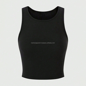 Nardon Apparel – Nouveaux débardeurs courts décontractés pour femmes, tricotés respirants à col licou, fabrication sur mesure en gros - Product Image 2