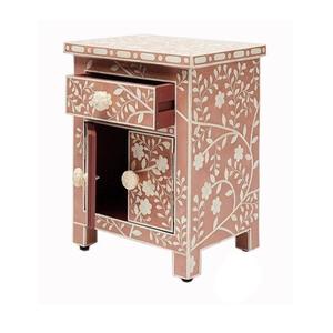 Mesa de Cajones con Incrustaciones de Hueso de ILAHI, Diseño Moderno con Detalles de Ágata, Almacenamiento de Tres Niveles, Mueble Portátil para el Hogar - Product Image 5