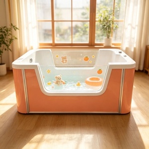 <span class=keywords><strong>Baignoire</strong></span> Spa Bébé Moderne Autoportante avec Design Rectangulaire et Massage Hydrothérapeutique pour le Bain des Tout-Petits - Product Image 3