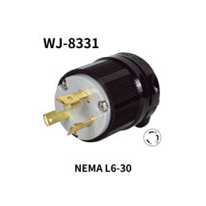 Enchufe de Alimentación con Bloqueo Hubbell Compatible con NEMA L6-30 2P3W 250V CA, WJ-8331 CUL para una Conexión Segura - Product Image 1