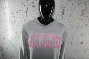 Sudadera oversize de algodón 100% de alto gramaje con cuello simulado y aplique rosa, color gris melange, de moda para mujer, Finer Threads - Product Image 5