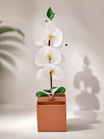 Orchidée Phalaenopsis Artificielle Blanche KSN avec Pot en Fil Métallique, Décoration Moderne, Prix de Gros Usine pour Maison et Bureau