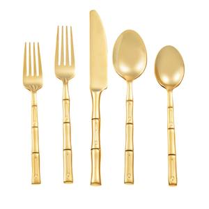 Juego de Cubiertos de Acero Inoxidable Dorado Ecológico y Sostenible de Lujo, 24 Piezas, Colección Premium, Duradero y Resistente al Óxido - Product Image 1