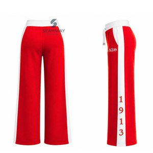 Delta | Sigma | Theta Women's Color Block Workout Set <b>Turtleneck</b> <b>Crop</b> <b>Top</b> Loose Fit Drawstring Pants Sorority Sports Tracksuit - Product Image 5