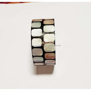 Natural Wood Napkin Rings with MOP Inlay Set of 6 Elegant Handmade Tableware for Coastal Dining Farmhouse Decor and Celebrations - Product Image 2