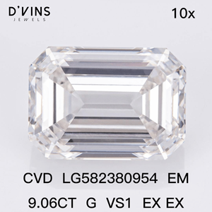 เพชร D'vins Jewels ทรงเหลี่ยมมรกต น้ำหนัก 9.0 กะรัต เกรด G VS1 สร้างในห้องปฏิบัติการ คุณภาพไร้ตำหนิ - Product Image 2