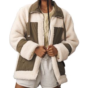 Collection spéciale hiver, tissu respirant, col rabattu, tendance, veste bomber en sherpa de haute qualité OEM, chaude pour femmes - Product Image 1