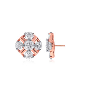 Pendientes de Diamantes Artefact Central Spark, Oro Rosa, Diamantes Naturales de Corte Redondo, Diseño Clásico - Product Image 4