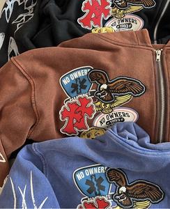 Sweat à capuche unisexe avec appliques, sérigraphie, fermeture éclair, cordon de serrage, meilleure qualité, logo et couleur personnalisés - Product Image 4
