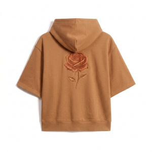 Premium <b>Short</b> <b>Sleeve</b> <b>Hoodies</b> Embroidered Custom Manufacturing OEM - Product Image 6
