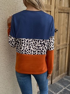 เสื้อสเวตเชิ้ตโอเวอร์ไซส์ลำลองสำหรับผู้หญิงแขนยาวสีบล็อก - Product Image 3