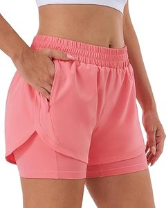 Women's High Waisted Quick Dry Running Shorts <b>Athletic</b> Workout Shorts with Mesh Liner and Zipper Pockets - Product Image 1