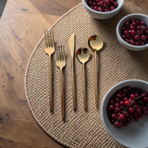 Minimalist Gold Plated Cutlery Set <b>Mirror</b> Finish Long Handle Metal Spoon Fork Knife Dinnerware - Product Image 4