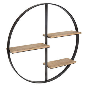 Round Wood <b>Wall</b> <b>Shelf</b> Minimalist Design Three Layer <b>Storage</b> Rack For Living Room Durable Carved Finish - Product Image 3