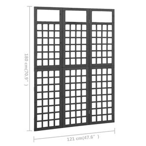 Separador de ambientes/estructura decorativa de madera maciza de abeto de 3 paneles en negro 47.6"x70.9" - Product Image 6