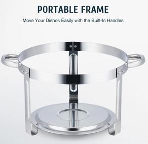 Juego de 6 recipientes redondos para buffet de acero inoxidable de 6Qt con tapa de vidrio al mejor precio. - Product Image 3