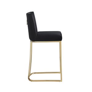 Woker mobili moderni in velluto tessuto sgabelli da Bar Set 2 26 \ "altezza bancone oro spazzolato indietro sedie da pranzo imbottite nere per - Product Image 5