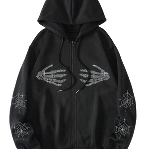 High Quality <b>Men's</b> Rhinestone Print Winter <b>Hoodie</b> Christmas Inspired Drop Shoulder Zip Customizable <b>Sherpa</b> Fleece Material Size - Product Image 1