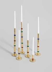 Delicate <b>Candle</b> <b>Stick</b> Holder with Colorful Inlay Bands for Home Decoration - Product Image 3