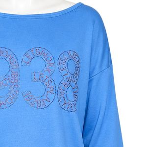 เสื้อสเวตเชิ้ตลายกราฟิกสีน้ำเงินสำหรับผู้หญิง ปี 1938 แบบเปิดไหล่ แขนยาว สวมใส่สบาย แฟชั่นสตรีทแวร์ ใส่ได้ทุกวัน - Product Image 2