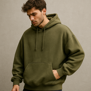 Nouveau design tendance, pull à capuche en tissu technique tissé, 100% coton, très doux et confortable, coupe ample pour l'hiver, poche kangourou - Product Image 5