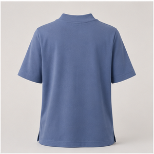 Camiseta de Manga Corta con Cuello Redondo para Mujer, Color Azul Polvoriento, Corte Holgado, WTS-0076 - Product Image 2