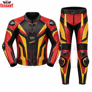 Combinaison de moto deux pièces pour course automobile avec protections rigides pour les épaules et les genoux, combinaison en cuir de qualité supérieure pour course sur circuit - Product Image 2