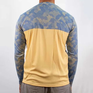 Chemise de performance respirante à manches longues pour homme en coton/fibre de bambou, col rond, séchage rapide, tricotée, coupe classique, impression numérique - Product Image 3