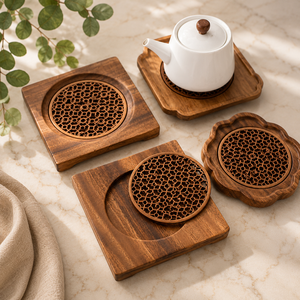 Posavasos de Madera con Corte Láser 'Just One More Kiss', Base para Bebidas Grabada en Madera Maciza, Regalo Romántico, Protección de Mesa, Decoración del Hogar - Product Image 3
