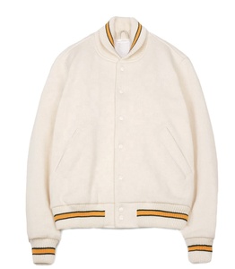 เสื้อแจ็คเก็ตเบสบอลแบบ Varsity ปักลายการ์ตูนแบบกำหนดเอง คอตั้ง แต่งผ้าเชนิลล์ ปักอักษรแบบ Letterman ผ้าขนสัตว์สีขาวสั่งทำพิเศษ - Product Image 2