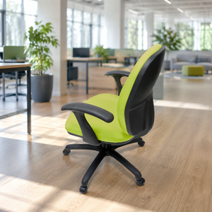 Chaise de bureau ergonomique de direction avec accoudoirs fixes, assise en tissu, hauteur réglable, base pivotante, dossier solide, design moderne pour appartement - Product Image 1