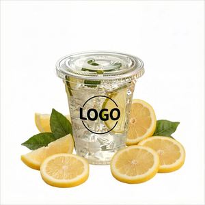 Couvercle de gobelet en plastique PET jetable écologique transparent à fond plat de 89 mm avec logo personnalisé, directement de l'usine, pour boissons froides et thé de 10 à 24 oz - Product Image 1